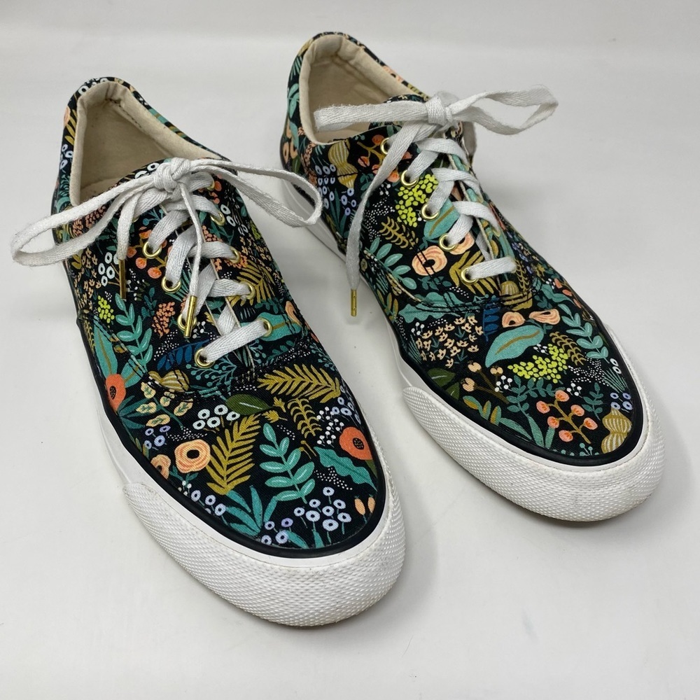 Keds Rifle Paper Co. Sz 7.5 Multi-Color Turquoise Wildflower Lace-Up Sneakers